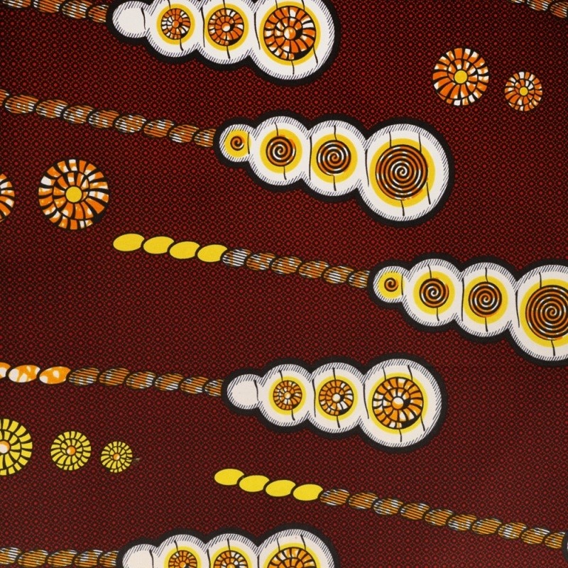 Coupon 3m Tissu Wax Imprimé Motif Multicolore