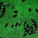 Coupon 3m Tissu Wax Imprimé Abstrait Vert et Noir