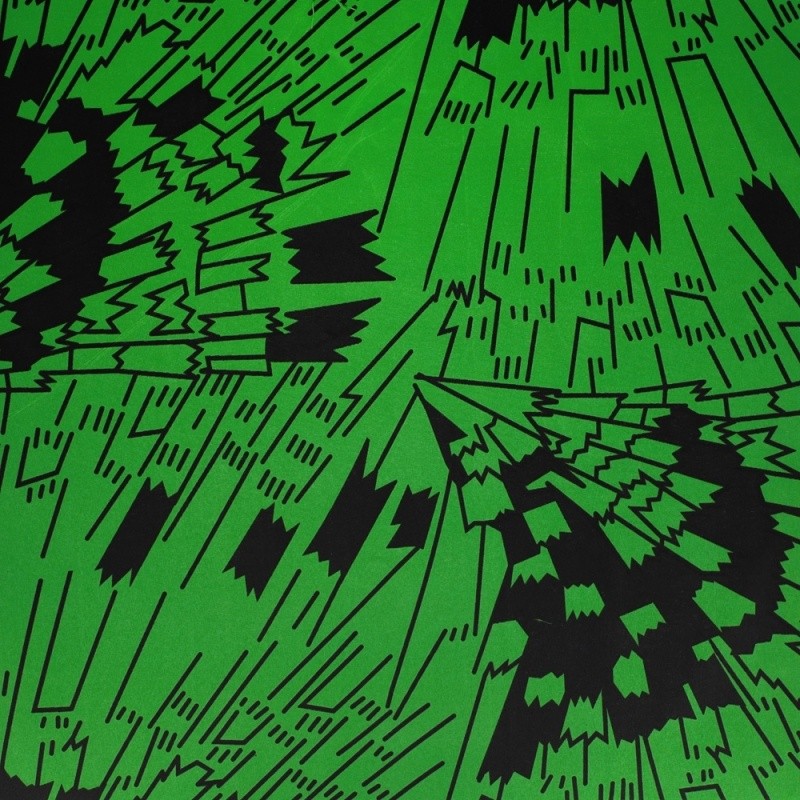 Coupon 3m Tissu Wax Imprimé Abstrait Vert et Noir