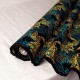 Coupon 3m Tissu Wax Imprime Mix Feuille Bleu Jaune