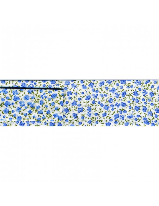 Biais imprimé petites fleurs 30 mm bleu