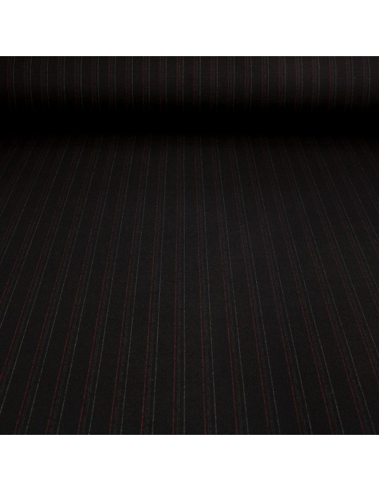 Tissu lainage léger à rayures noir