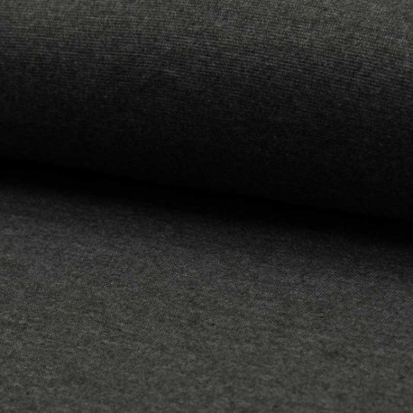 Coupon 3m Tissu Bord Côte Uni Anthracite