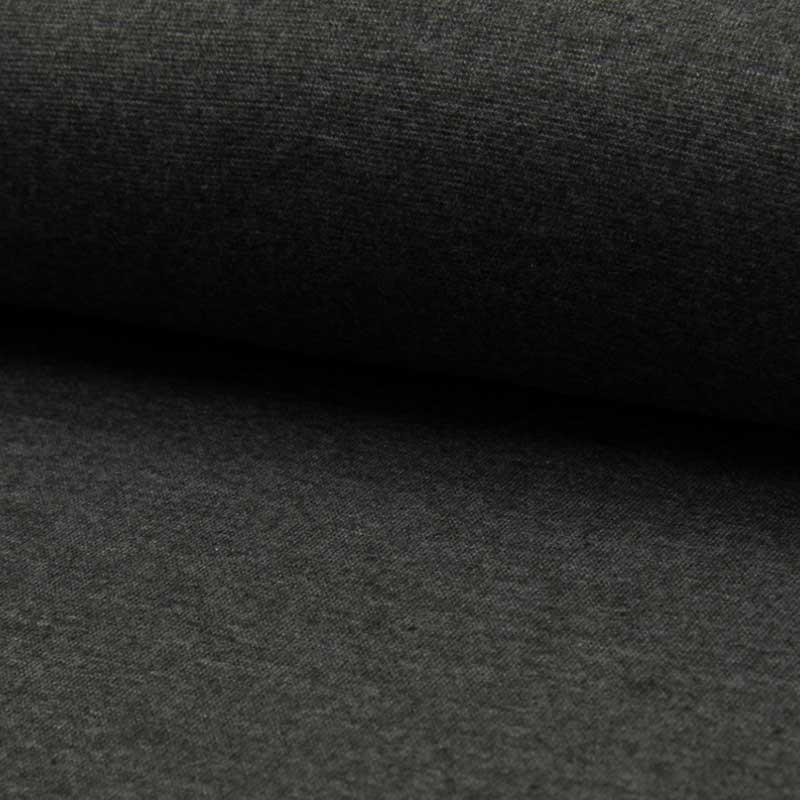Coupon 3m Tissu Bord Côte Uni Anthracite