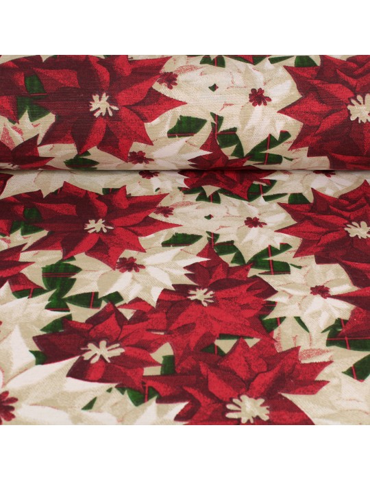 Tissu coton/polyester imprimé Noël rouge